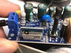 ATLO-GDC2-TUYA Garage Door Controller PCB with CB2S Module Close-up of the ATLO-GDC2-TUYA garage door controller PCB with visible components, including the CB2S module.