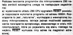 Tekst dotyczący resetu CPU Z80.