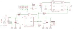Schemat elektroniczny z diodami LED i ładowarką TP4054