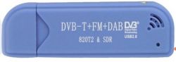Niebieski tuner USB 820T2 & SDR z napisami DVB-T+FM+DAB.