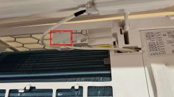 TCWBRCU1 Control Module in Della Optima Mini Split Unit Interior view of the Della Optima indoor AC unit with the TCWBRCU1 control module highlighted under a plastic cover.
