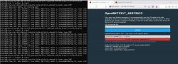 Screenshot of the console logs and OpenBK7231T web interface.
