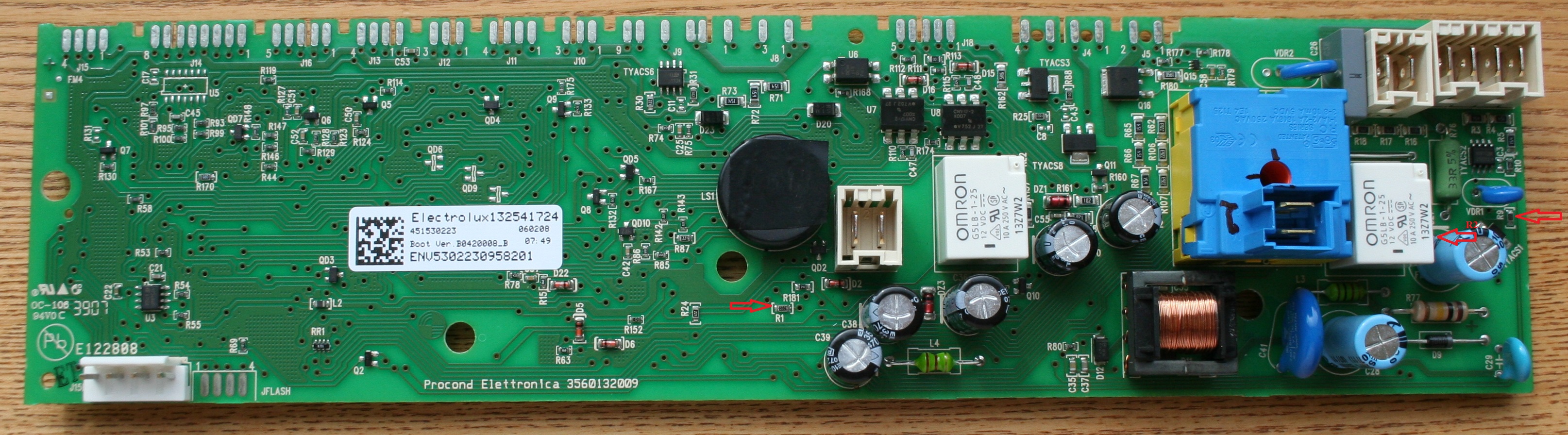 AEG Electrolux L72850 - nominały komponentów R1, R2 i R9