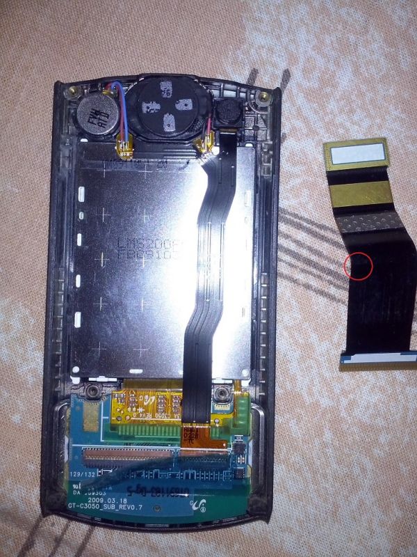 Samsung C3050 pęknięta taśma LCD nie działają głośnik