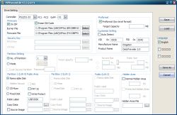 Zrzut ekranu programu MPParamEdit V3.3.2.0 F1 z ustawieniami kontrolera PS2251-33 i opcji partycji