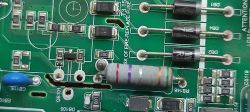 Close-up of a circuit board with various electronic components.