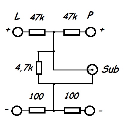 Podłączenie subwoofera aktywnego do Kenwood KR-V5090 bez wyjścia suba