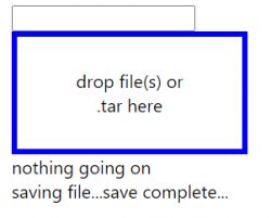 Dialog Box with File Drag-and-Drop Area The image shows a dialog box with a file drag-and-drop area, featuring the text drop file(s) or .tar here within a blue frame.