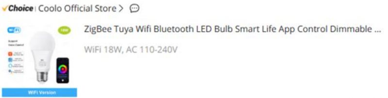 ZigBee Tuya WiFi LED bulb with a smartphone app.