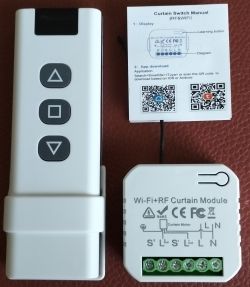 Wi-Fi+RF Curtain Controller with Remote Curtain controller set with Wi-Fi+RF module and remote control.