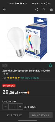 [WB2L/BK7231T] Spectrum Smart E27 1500 lm 13W WOJ14473