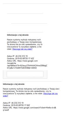 CAPTCHA - CAPTCHA w szukaniu w google nie wyświetla się