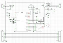 Schemat elektryczny testera USB z zabezpieczeniem prądowym, wykorzystujący mikrokontroler Atmega i moduł Bluetooth.