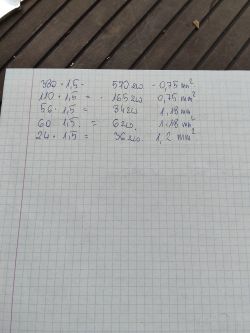 Notatki techniczne z obliczeniami dotyczącymi transformatora na kartce w kratkę