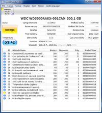 WDC WD500AAKX-001CA0 - Ilość nie naprawionych błędów.