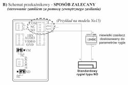 Schemat połączenia przekaźników w domofonie z zewnętrznym zasilaniem