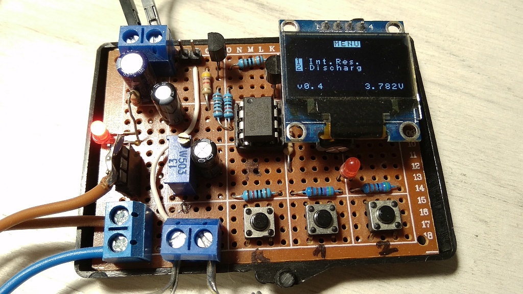 PIC12F1840 Tester rezystancji wewnętrznej LiIon + rozładowywarka
