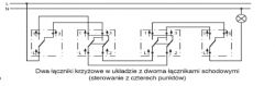 Schemat podłączenia: Włącznik schodowy, 5 lamp, 4 włączniki