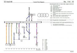 Schemat przepływu prądu dla Audi A6 z opisem elementów