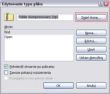 Jak zmienić ikonę plików ZIP w Windows XP SP2 bez WinRAR?