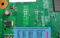 Xbox 360 Slim Trinity - lokalizacja pinów RGH po wyrwaniu chipa