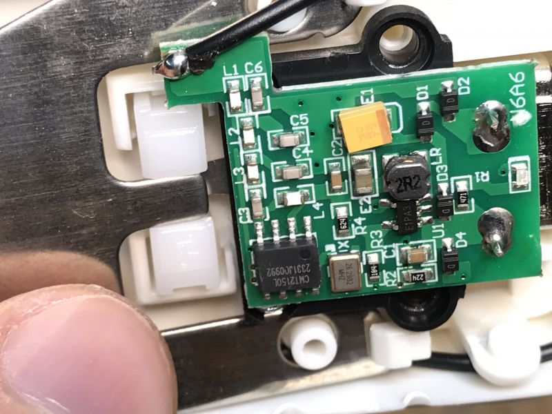 Circuit Board of Battery-Free Doorbell Transmitter Circuit board of a battery-free doorbell transmitter.