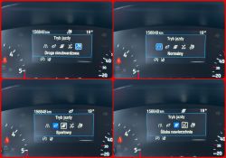 Car dashboard panel displaying different driving modes.