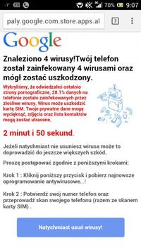 jak wchodzę z tel na internet to pisze że mam wirusy