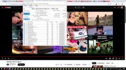 Screenshot showing CrystalDiskInfo with hard drive details and a YouTube browser view with various video thumbnails.