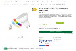 LED Bulb GU10 4.5W Spectrum SMART - Offer Screenshot of the Spectrum LED website displaying the offer for LED bulb Spectrum SMART GU10 4.5W.