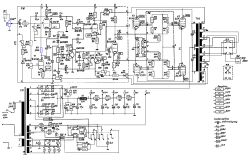 Electrical schematic of a classic tube amplifier with control elements.