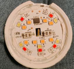 Circuit Board with BP5758 Chip and LED Diodes Close-up of a circuit board with electronics and LED diodes, visible BP5758 chip.