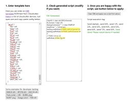 Comparison of JSON configuration with script code for a Tuya device.