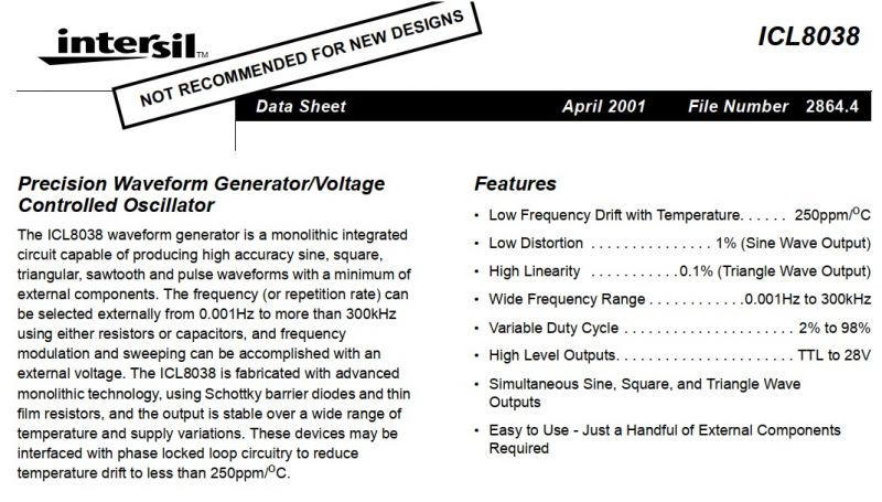 Prosty generator funkcyjny ICL8038 kit