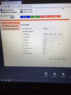 Konfiguracja skanera Konica Minolta Bizhub 250 - skan do folderu SMB Win10/7