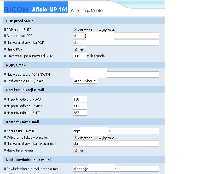 aficio mp 161 ip address menu