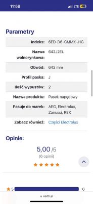 [Zlecę] Pasek napedowy wentylatora suszarki eletrolux