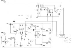Schemat wzmacniacza z tranzystorami C5200, A1942, D669 i B694.