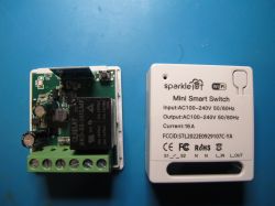 SparkleIoT Mini Smart Switch Module SparkleIoT Mini Smart Switch module with exposed internal components.