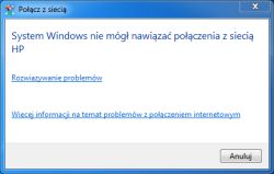 Komunikat systemu Windows: nie udało się połączyć z siecią WiFi o nazwie HP
