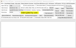Screenshot of BK7231 Easy UART Flasher showing “Interrupted by user.”