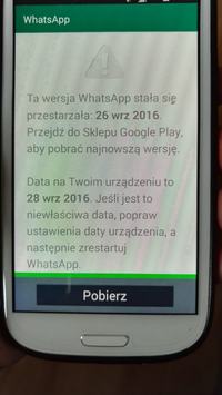 WhatsApp: Komunikat o utracie ważności aplikacji, brak możliwości aktualizacji