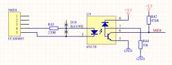 Schemat elektryczny układu wejścia MIDI z wykorzystaniem 6N138.