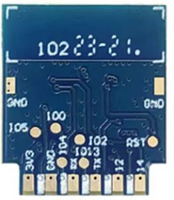 WIFI module CB2S with visible pin markings on a blue board.
