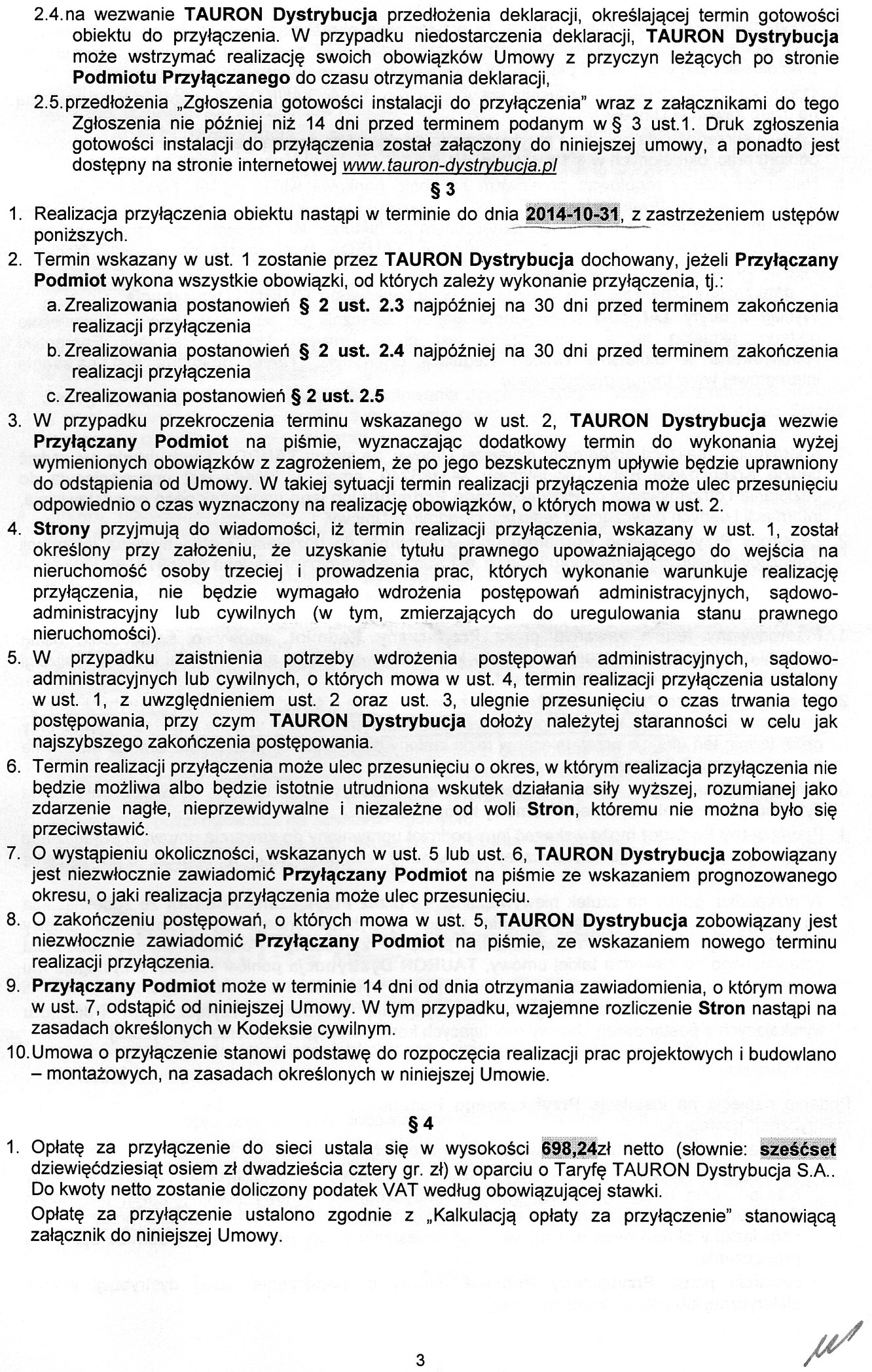 Umowa o przyłączeniu
