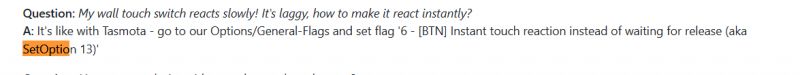 FAQ section about wall touch switch reaction time