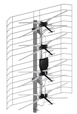 Antena siatkowa kierunkowa zamontowana pionowo z czterema sekcjami odbiorczymi