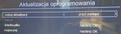 “Software update” menu showing “memory dump” option and “press OK” prompts