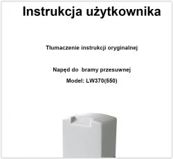 Okładka instrukcji użytkownika napędu do bramy przesuwnej, model LW370(550).