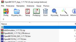 Screenshot of an archive program window showing the obkSimulator file.